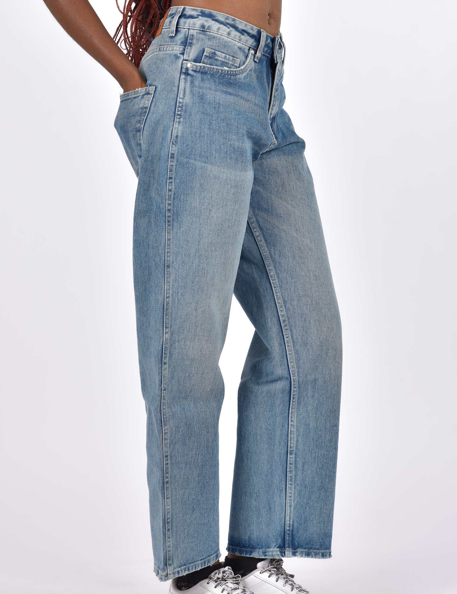 High Waist Solid Pattern Denim Jeans